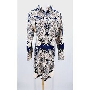 Soft Surroundings L Large Floral Button Shirt Jacket Cotton Blend Shacket Pocket